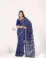 Blue Ajrakh Patola Natural Printed Soft Modal Silk Saree