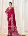 Rani Ajrakh Printed Modal Silk Plain Saree With Ajrakh Blouse P6