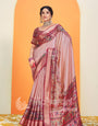 Maroon Pink Kalmkari With Pashmina Design Mysore Silk Saree