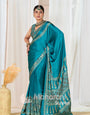 Rama Ajrakh Printed Modal Silk Plain Saree With Ajrakh Blouse P6