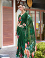 Timeless Green Floral Pure Georgette Saree