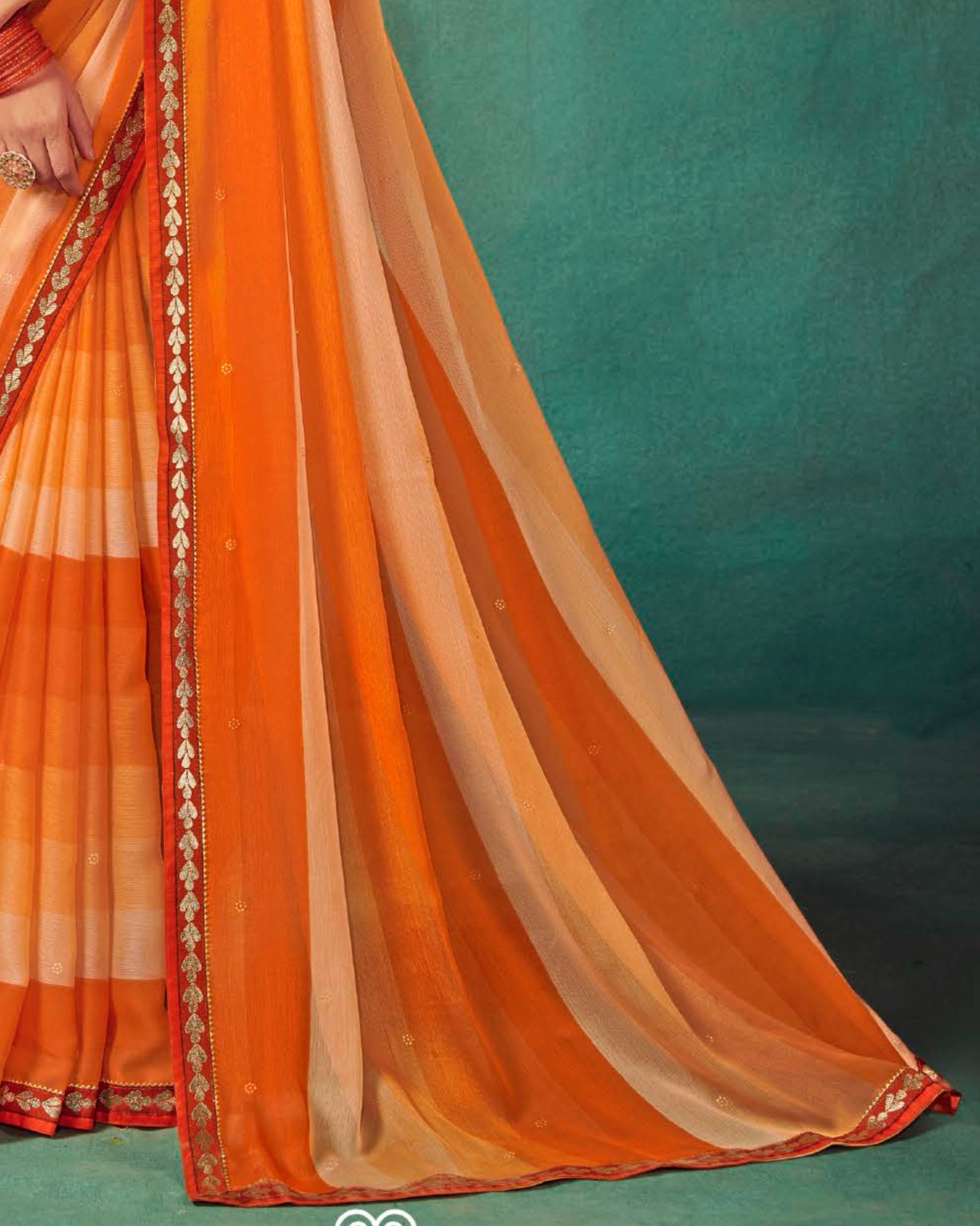 Orange with Red Shaded Leriya Saree With Weaving Blouse