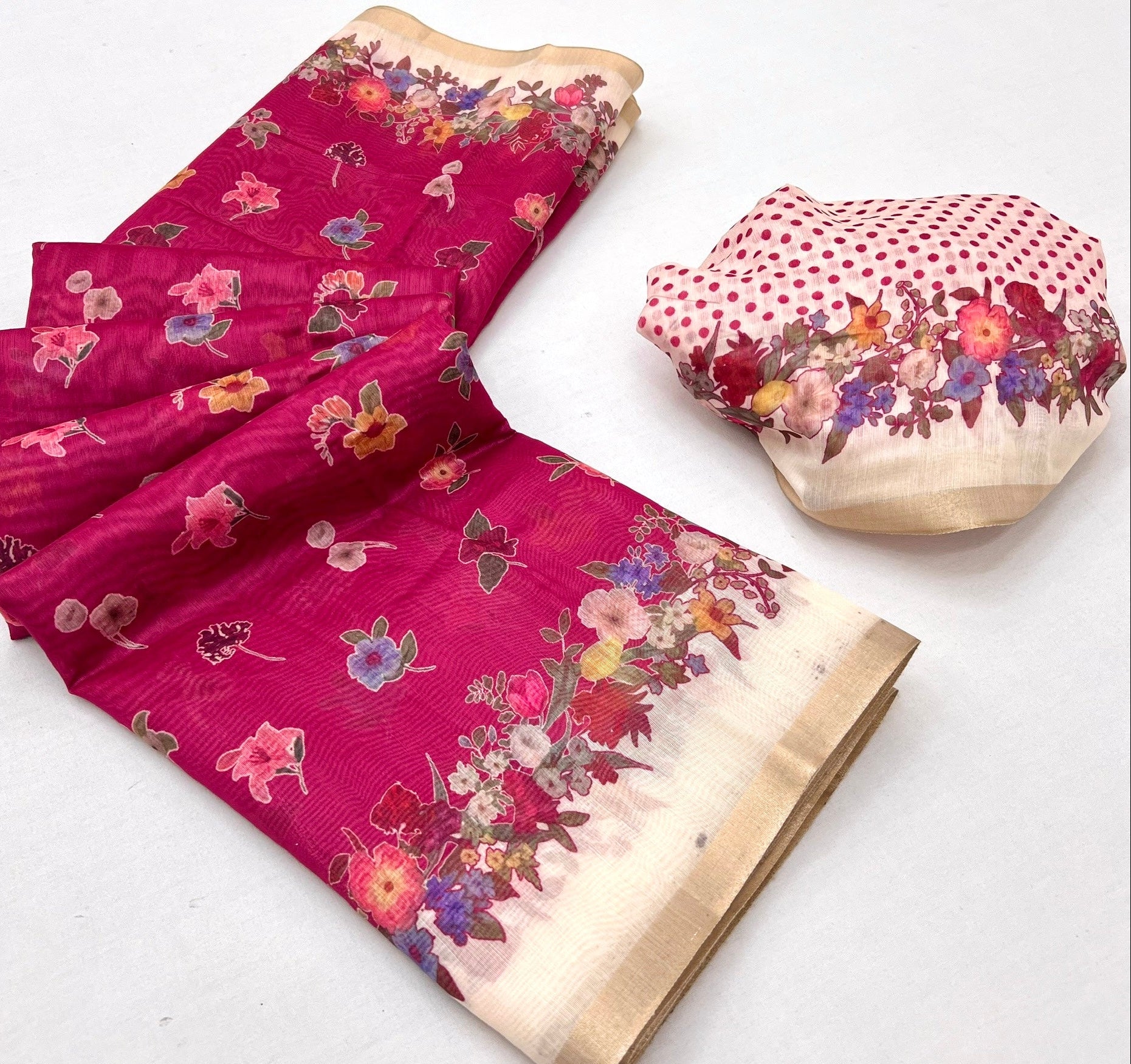 Scrupulous Dark Pink Printed Tussar Silk Saree