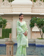 Pista Linen Tissue Silk Saree