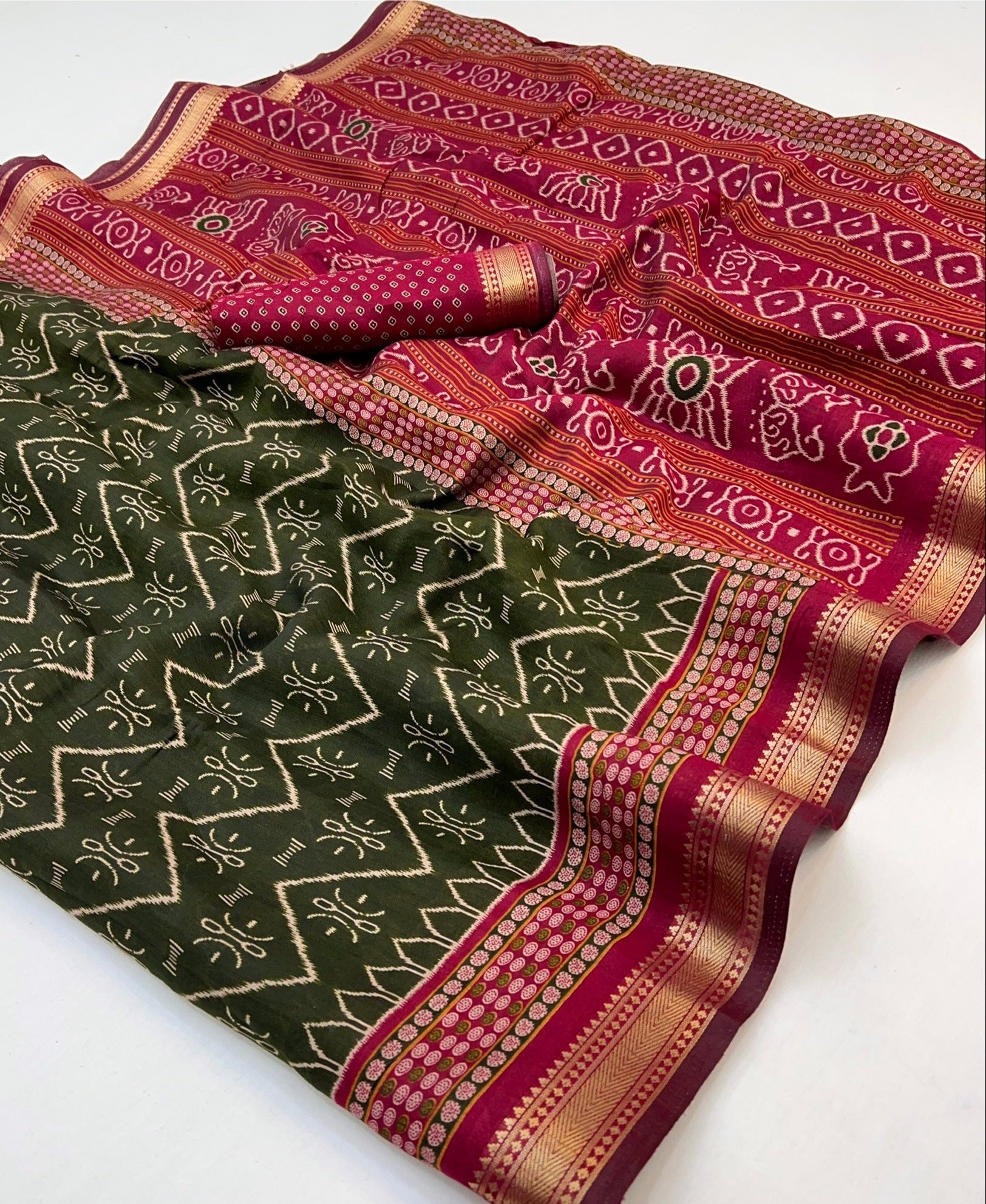 Dark Green Mul Mul Cotton Soft Saree