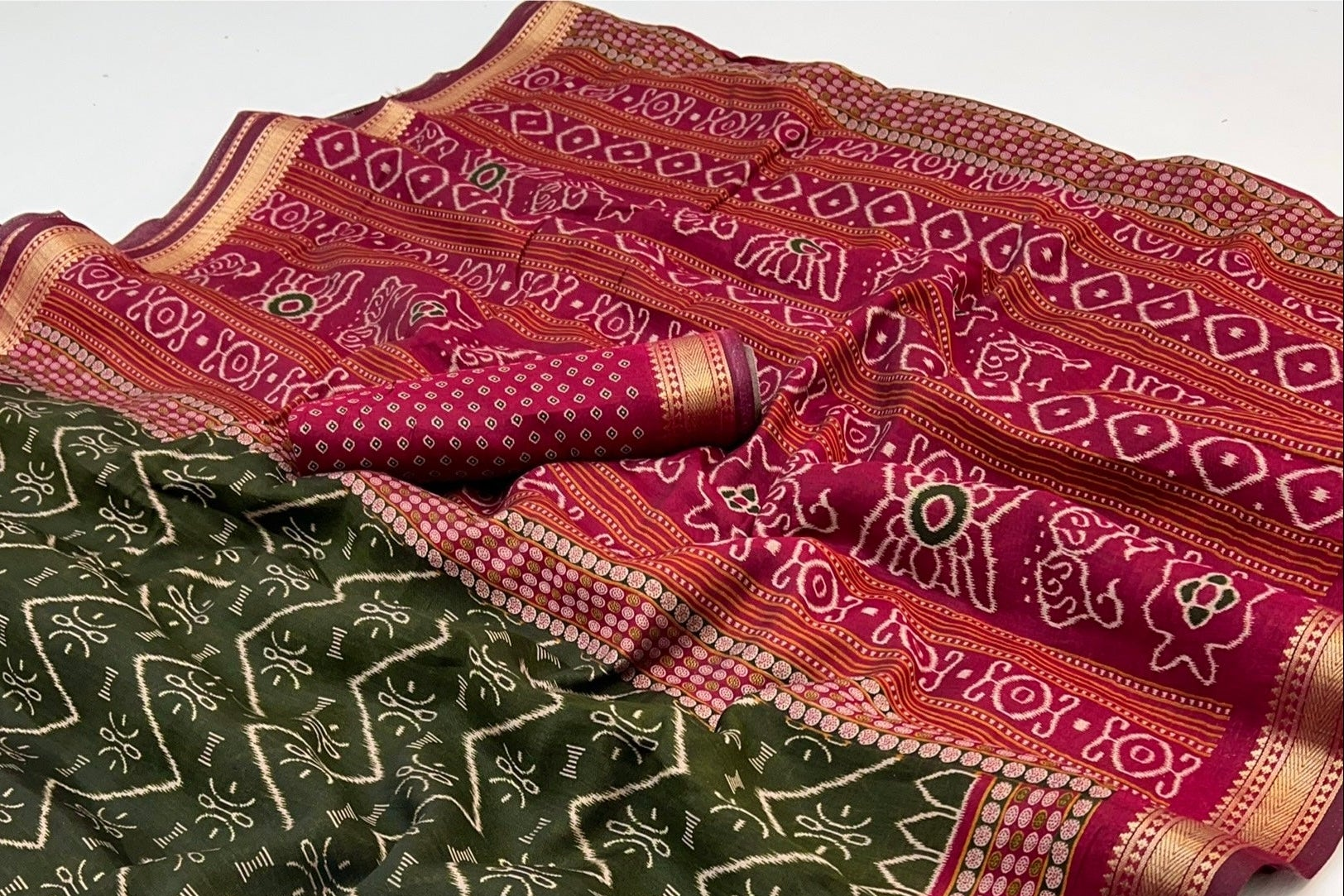 Dark Green Mul Mul Cotton Soft Saree