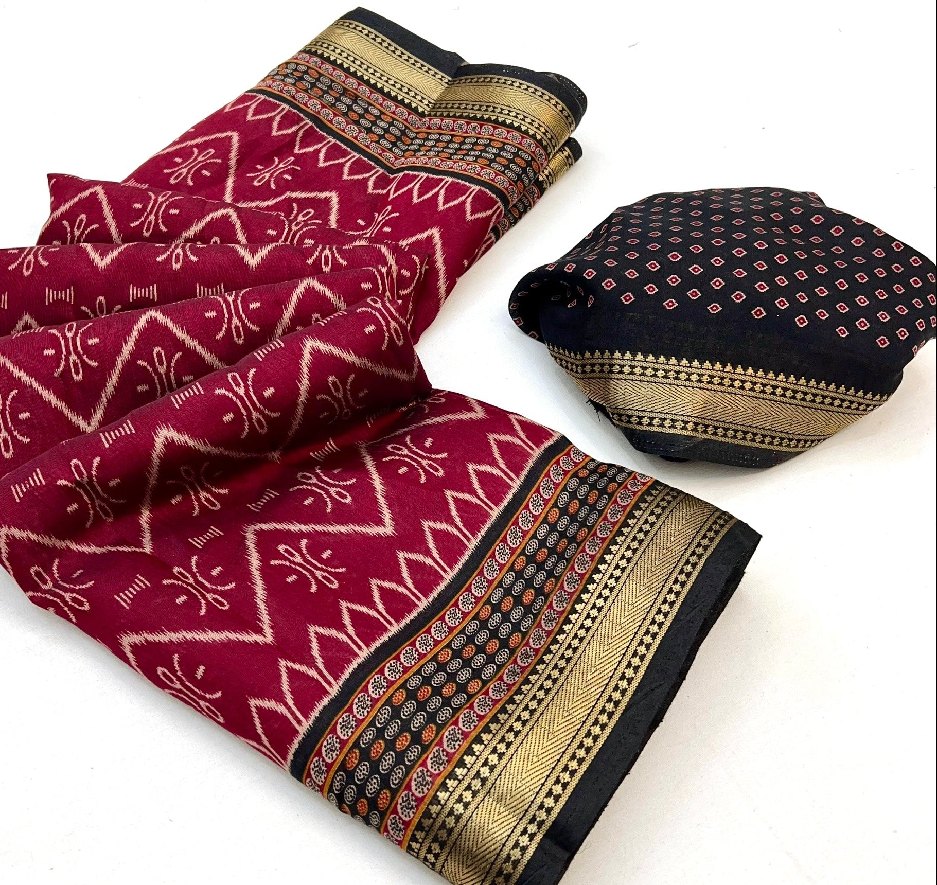 Medium Carmine Maroon Mul Mul Cotton Soft Saree