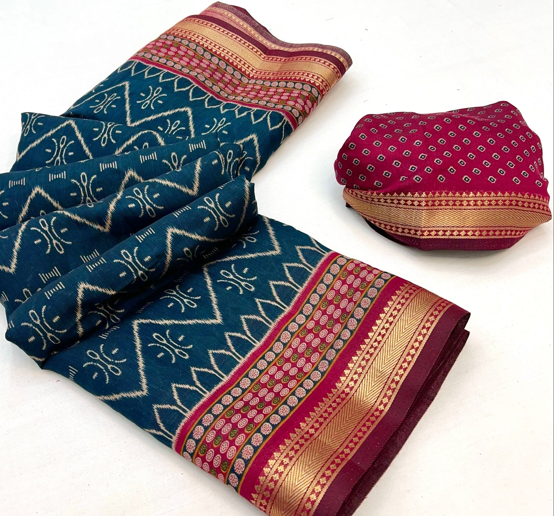 Vista Indigo Mul Mul Cotton Soft Saree