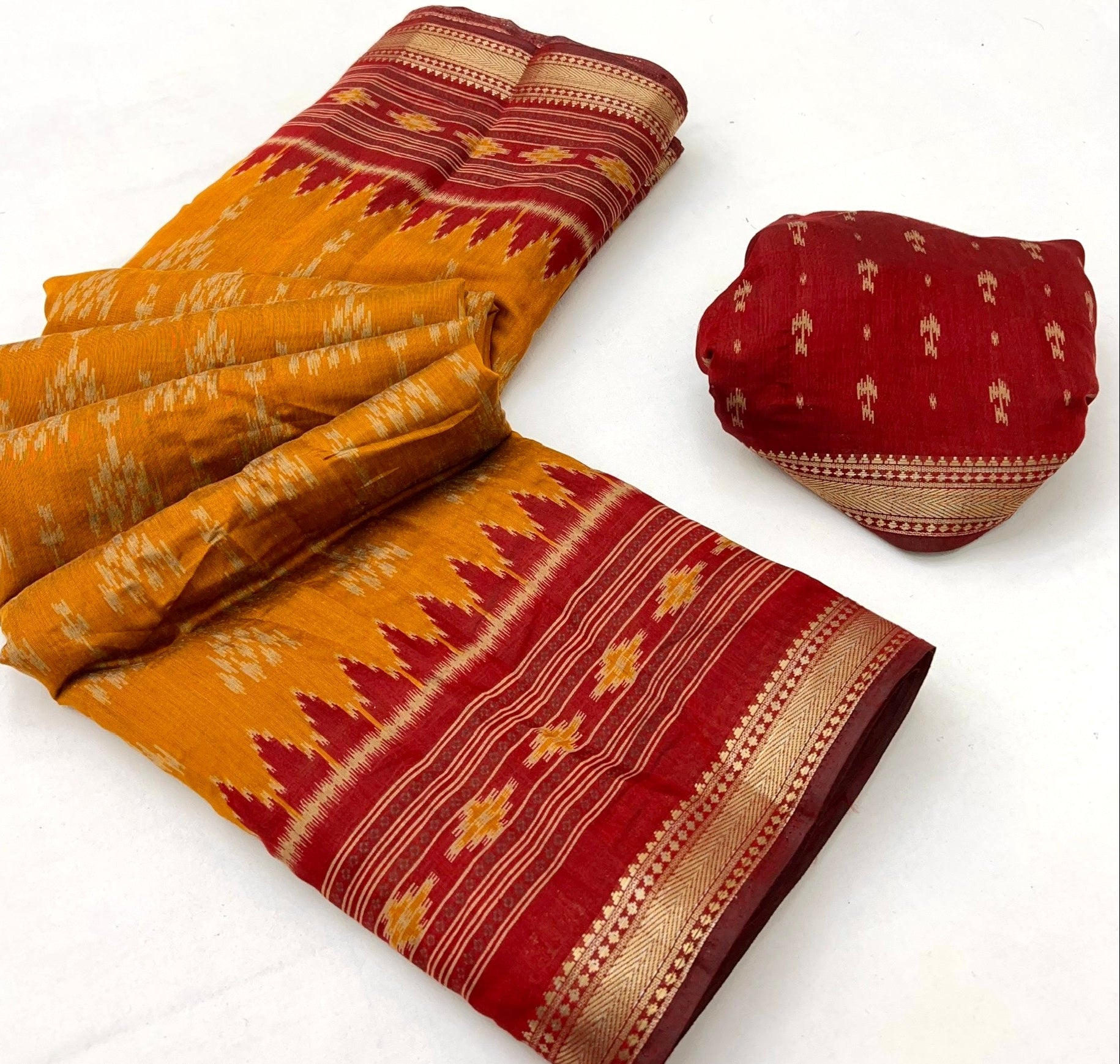 Snazzy Mustard Mul Mul cotten Soft Silk saree With Blouse Piece