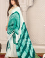 Sea Green And White Shibori Gola Bandhej Pure Modal Silk Saree With Blouse