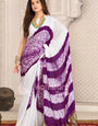 Wine And White Shibori Gola Bandhej Pure Modal Silk Saree With Blouse