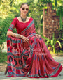 Fairytale Red Striped Ajrakh Hand-Printed Modal Silk Saree