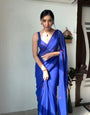 Whimsical 1-Minute Ready To Wear Blue Georgette Saree