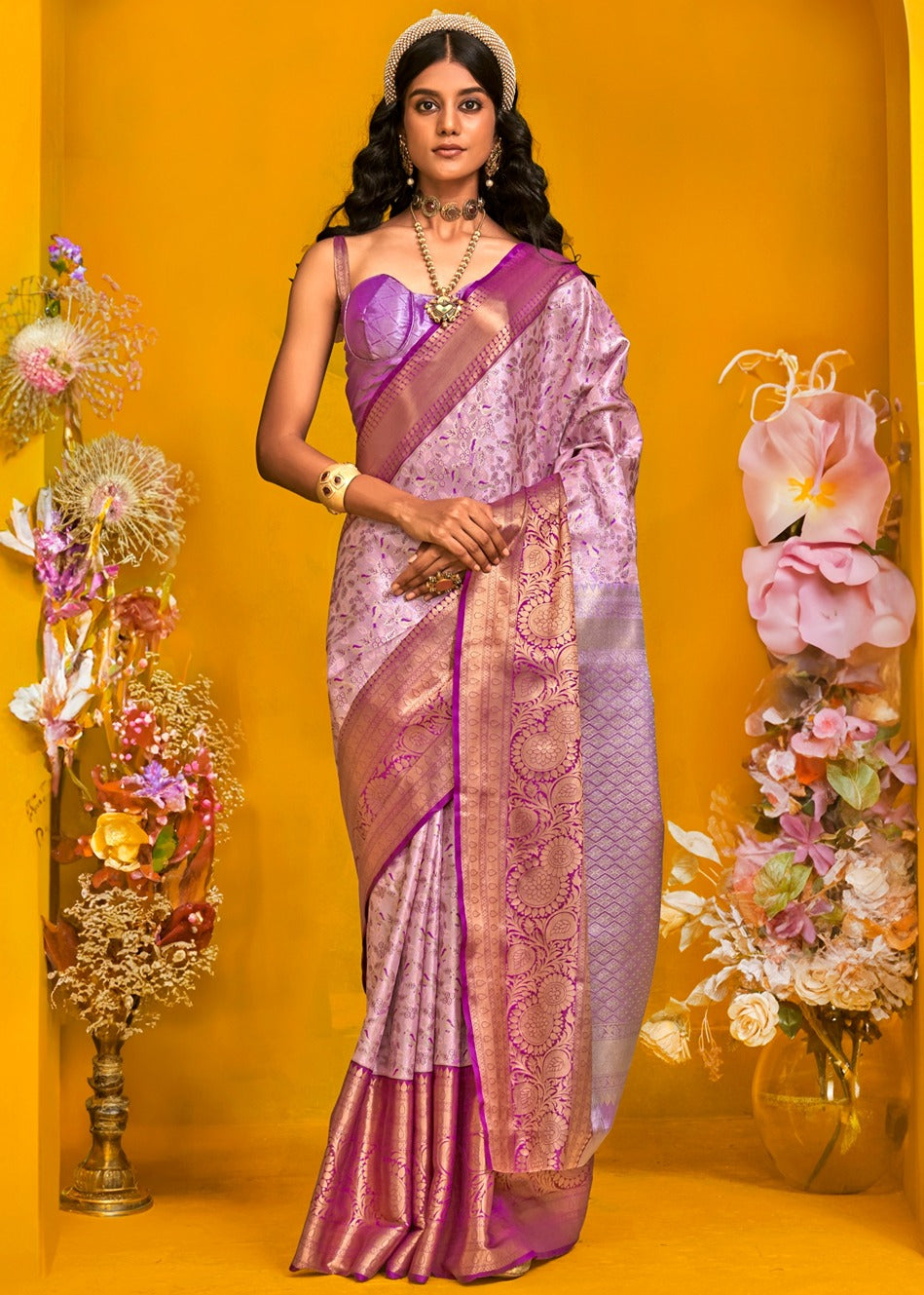 Purple Dual Tone Woven Kanjivaram Silk Saree