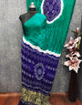 Rama With Blue Kasumbo Bandhej Pure Modal Silk Shibori Bandhani With Zari Pallu