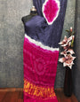 Navy Blue With Rani Kasumbo Bandhej Pure Modal Silk Shibori Bandhani With Zari Pallu