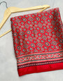 Red Ajrakh Printed Soft Modal Silk Natural Print Saree P1