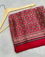 Maroon Ajrakh Printed Soft Modal Silk Natural Print Saree P1