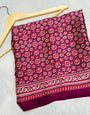 Wine Ajrakh Printed Soft Modal Silk Natural Print Saree P1