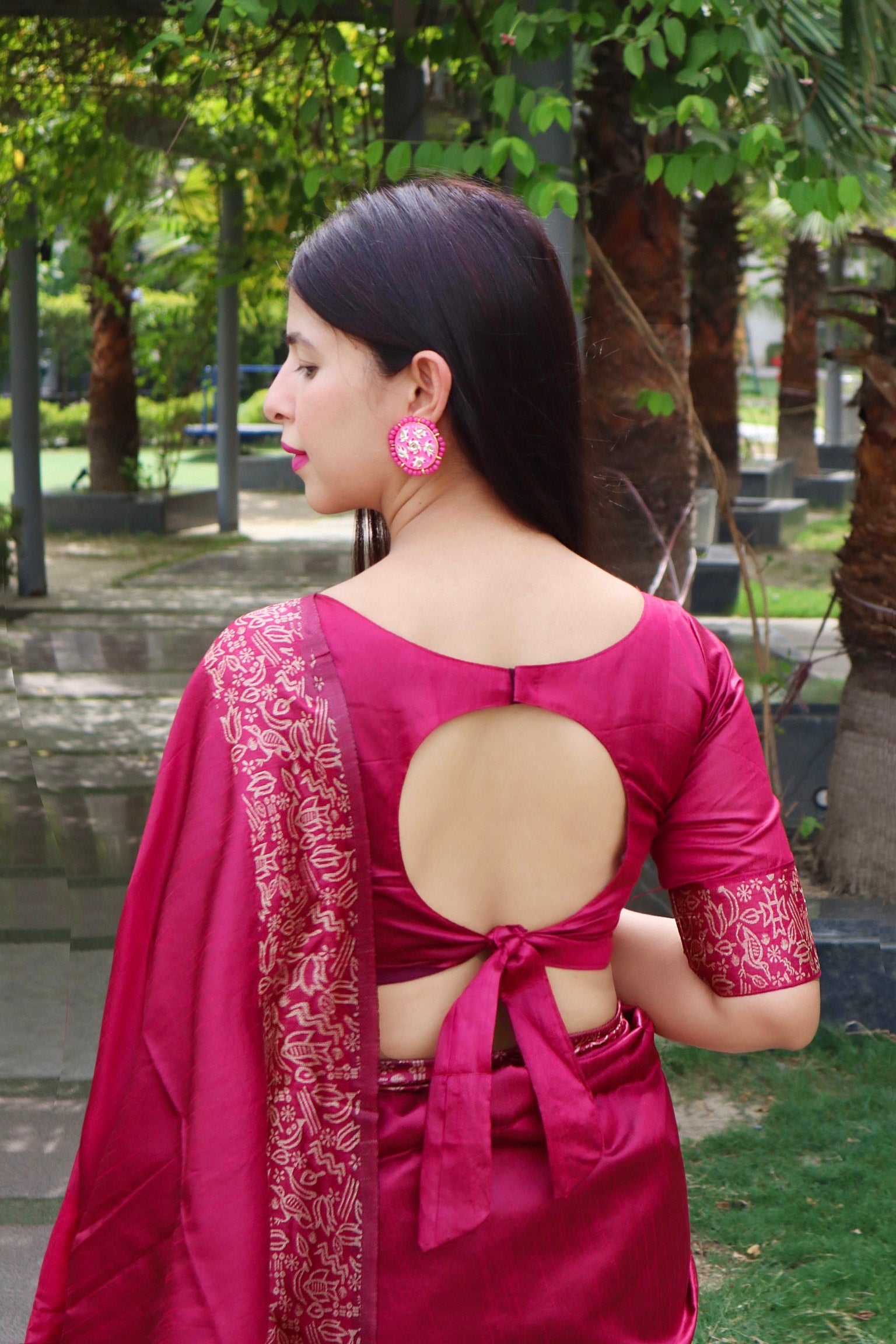 Burnt Pink Banglori Handloom Raw Silk Saree With Rich Pallu And Running Blouse Piece