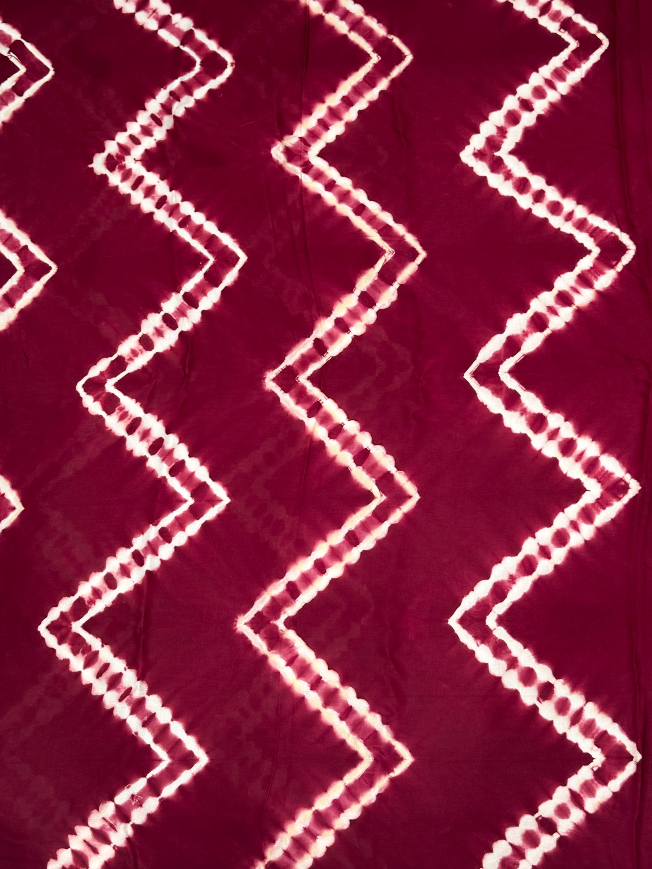 Maroon Leriya Modal Silk Zari Pallu Saree And Tie Dye Ajrakh