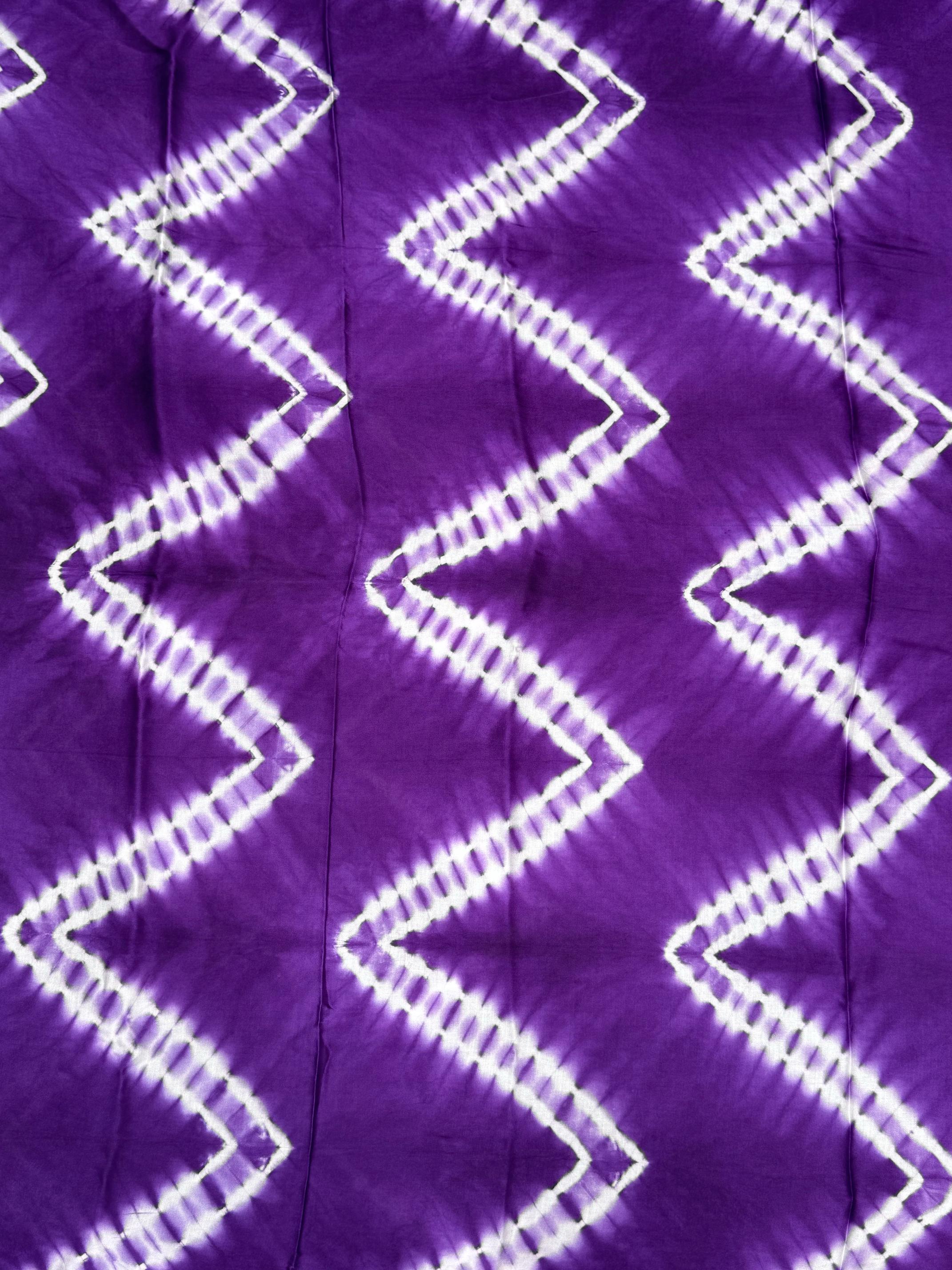 Purple Leriya Modal Silk Zari Pallu Saree And Tie Dye Ajrakh