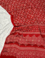 Red Patola Ajrakh Pure Modal Silk Ajrakh Pallu Saree