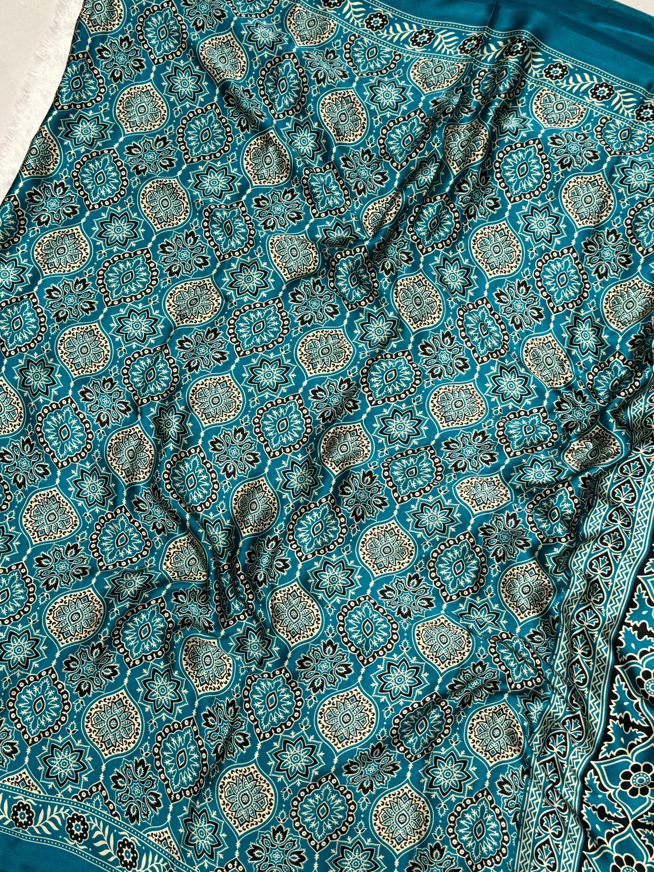 Rama Ajrakh Printed Soft Modal Silk Natural Print Saree P2