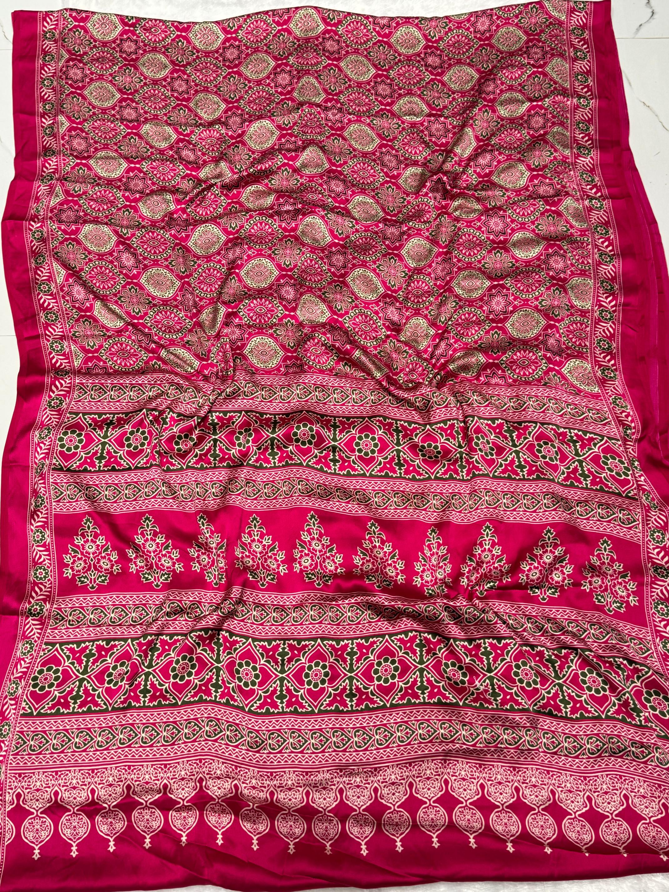 Rani Ajrakh Printed Soft Modal Silk Natural Print Saree P2