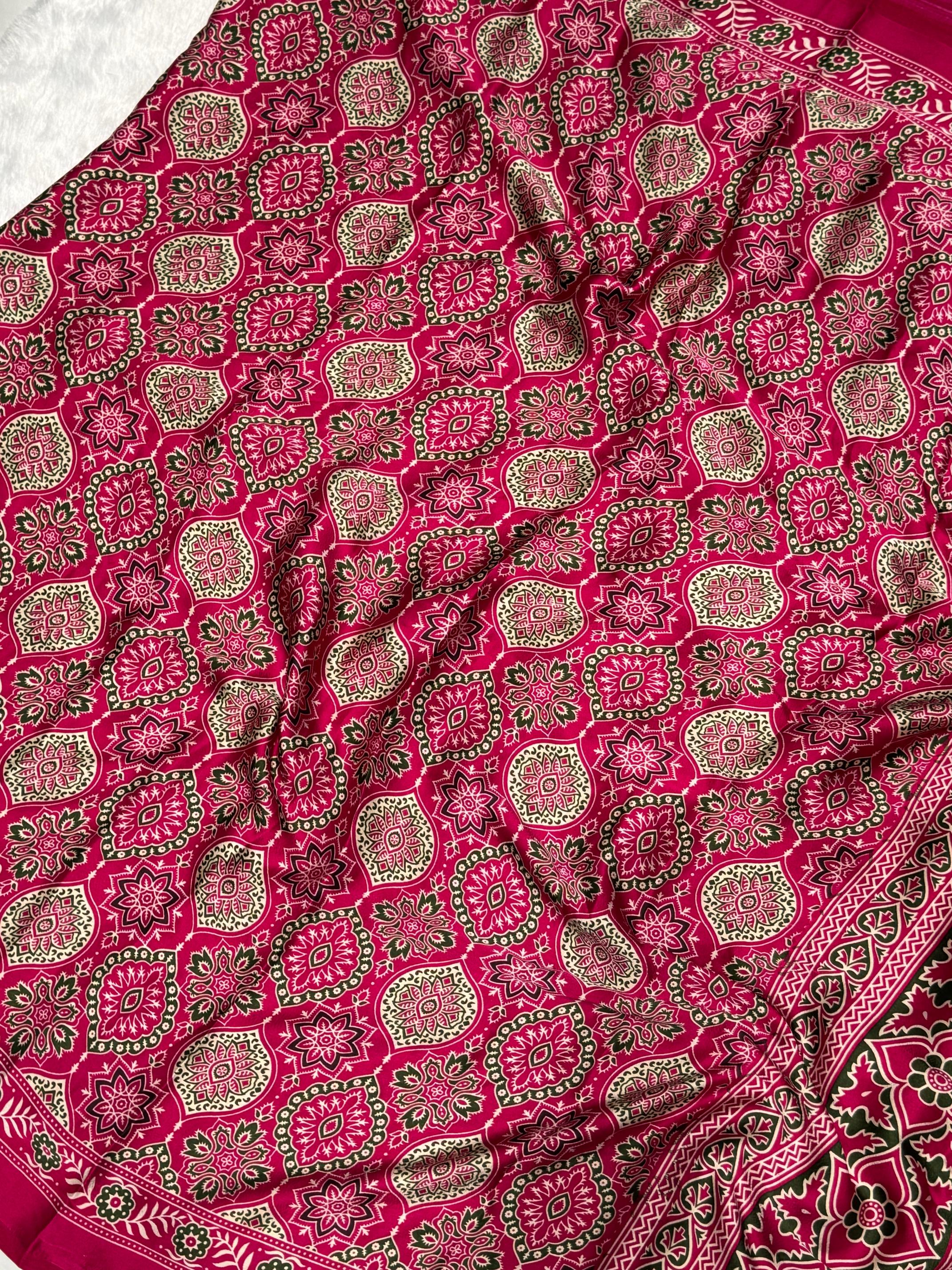 Rani Ajrakh Printed Soft Modal Silk Natural Print Saree P2