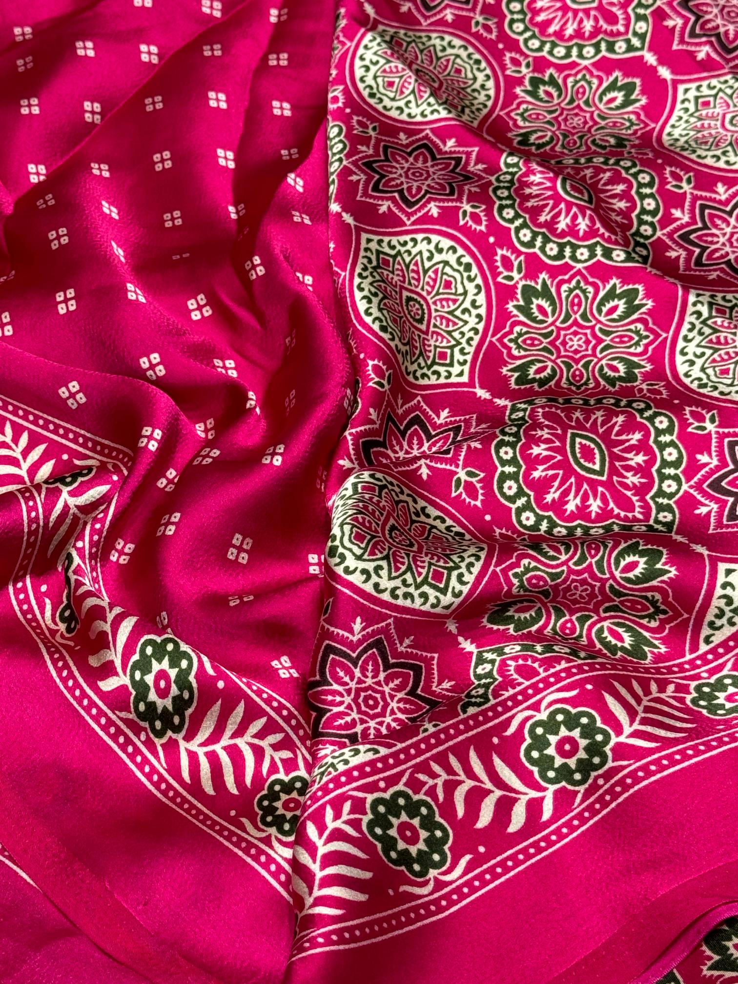 Rani Ajrakh Printed Soft Modal Silk Natural Print Saree P2