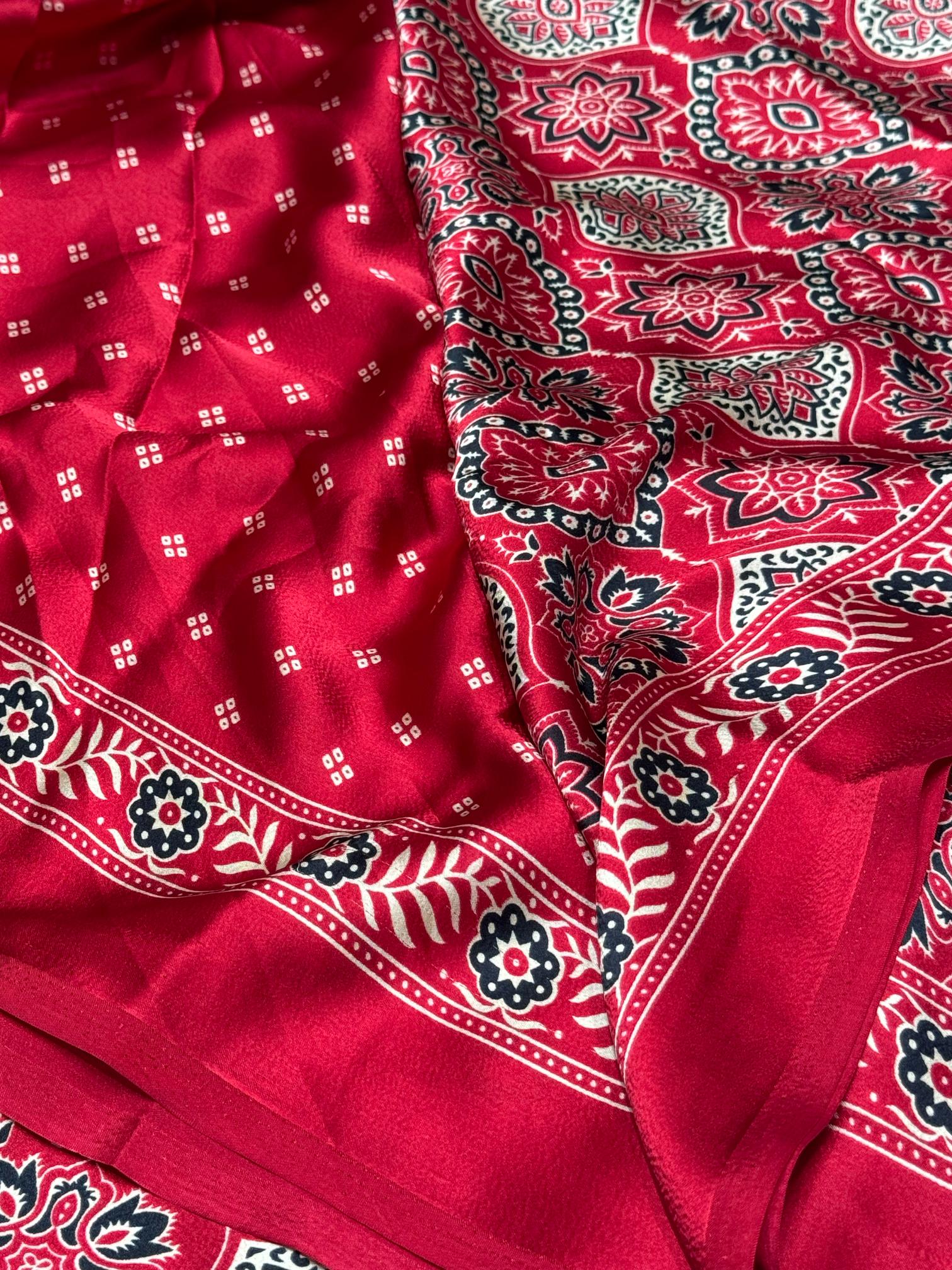 Maroon Ajrakh Printed Soft Modal Silk Natural Print Saree P2