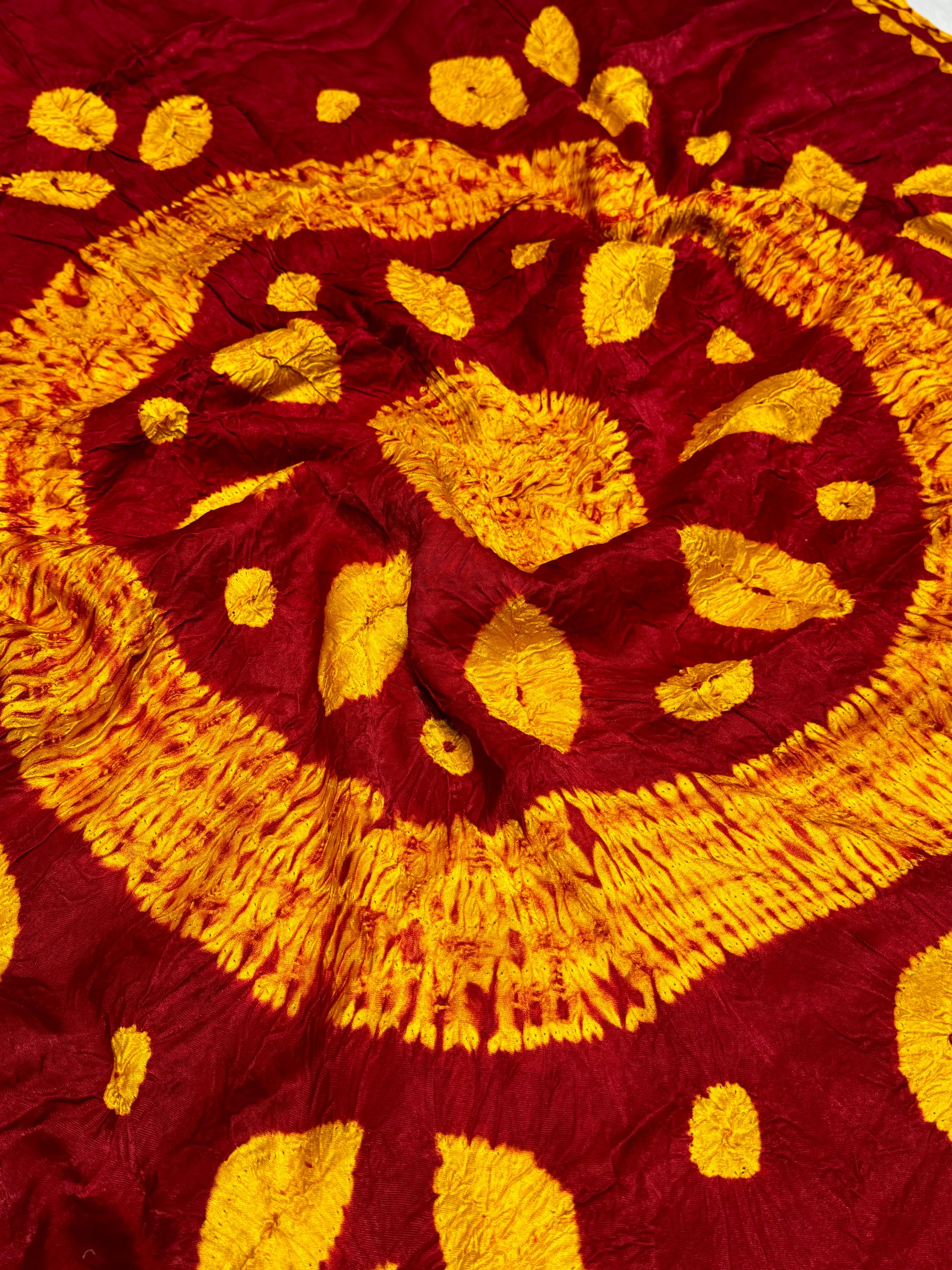 Redish Maroon Shibori Bandhni Border Pure Modal Silk Plain Saree S1