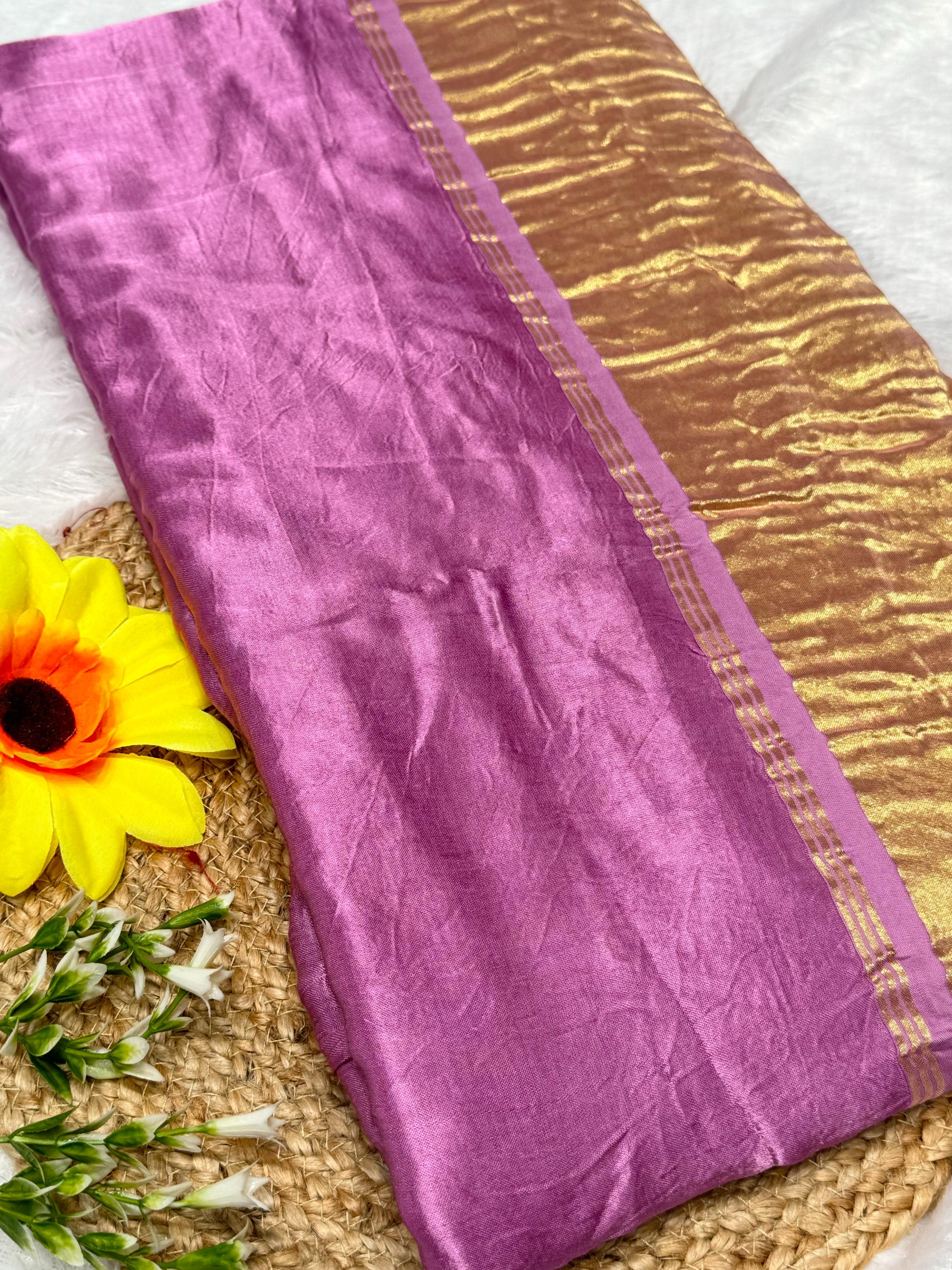 Dark Pink Plain Pure Modal Gajji Silk Saree With Zari Pallu Natural dyeing Saree-18