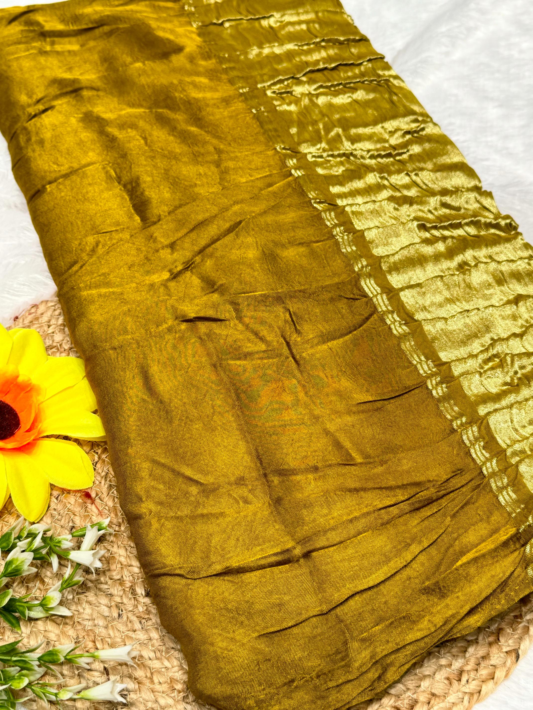 Pretty Plain Pure Modal Gajji Silk Saree With Zari Pallu Natural dyeing Saree