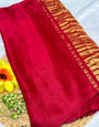 Pinkish Red Plain Pure Modal Gajji Silk Saree With Zari Pallu Natural dyeing Saree