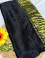 Black Plain Pure Modal Gajji Silk Saree With Zari Pallu Natural dyeing Saree