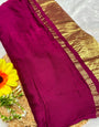 Dark Purple Plain Pure Modal Gajji Silk Saree With Zari Pallu Natural dyeing Saree