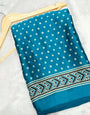 Rama Bandhani With Ajrakh Printed Soft Modal Silk Natural Print Saree P3