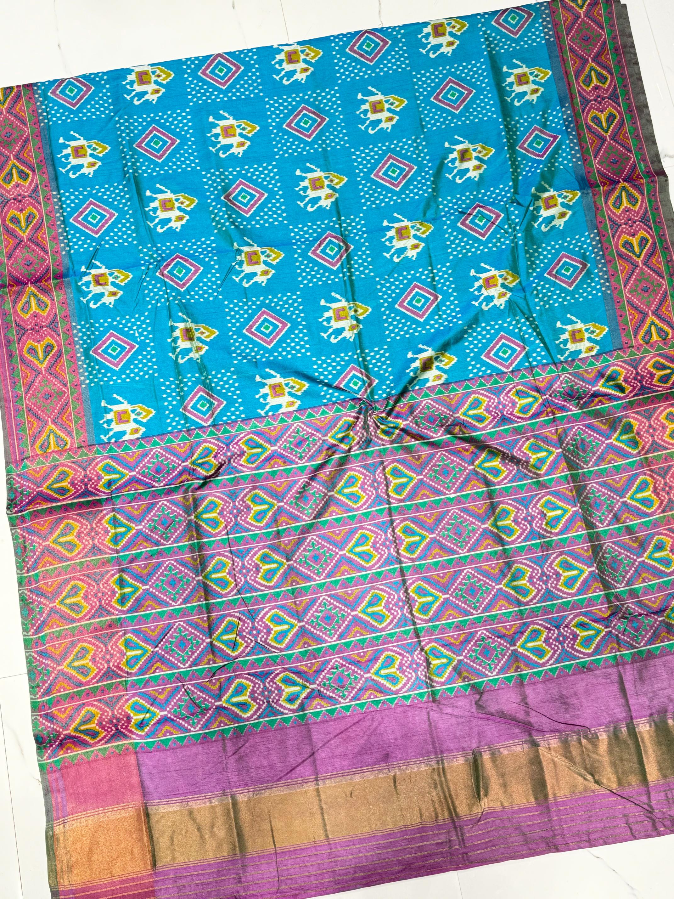 Vibrant Rama Pure Look Figure Patola Saree K2