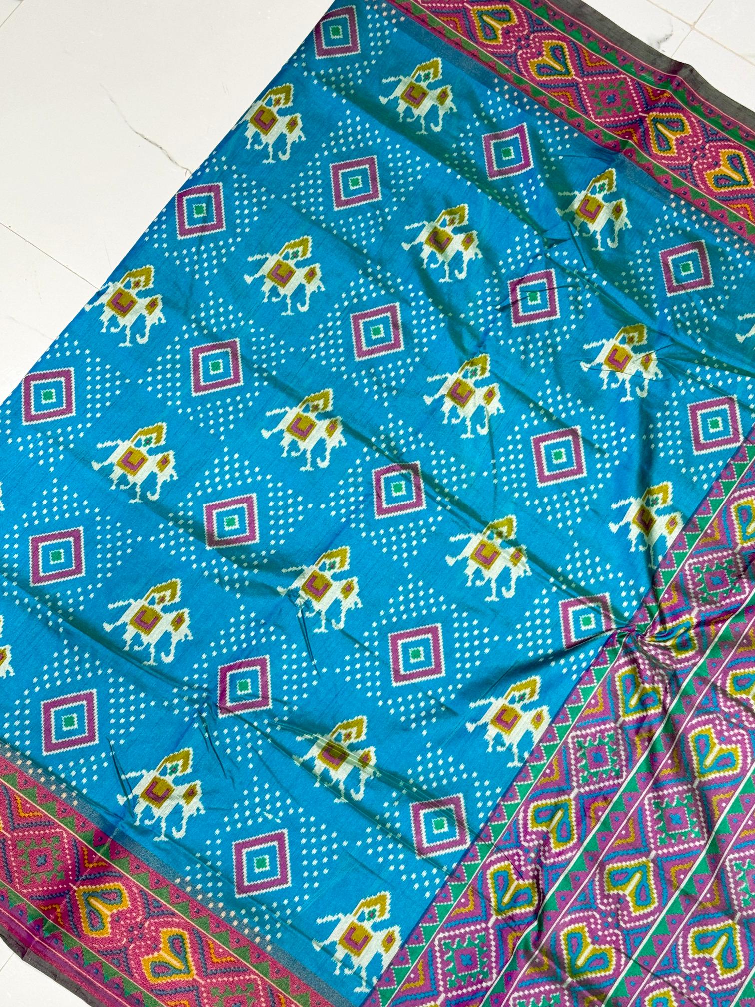 Vibrant Rama Pure Look Figure Patola Saree K2