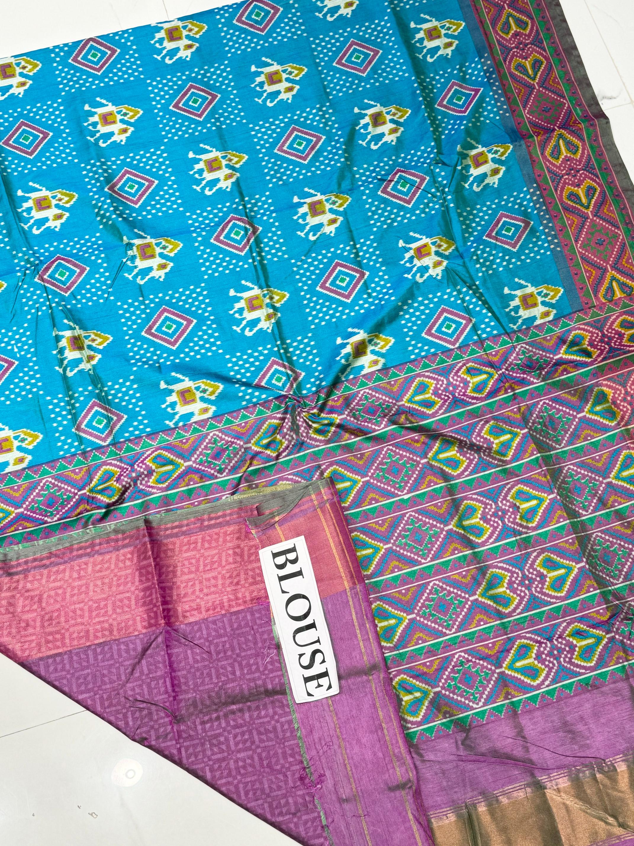 Vibrant Rama Pure Look Figure Patola Saree K2