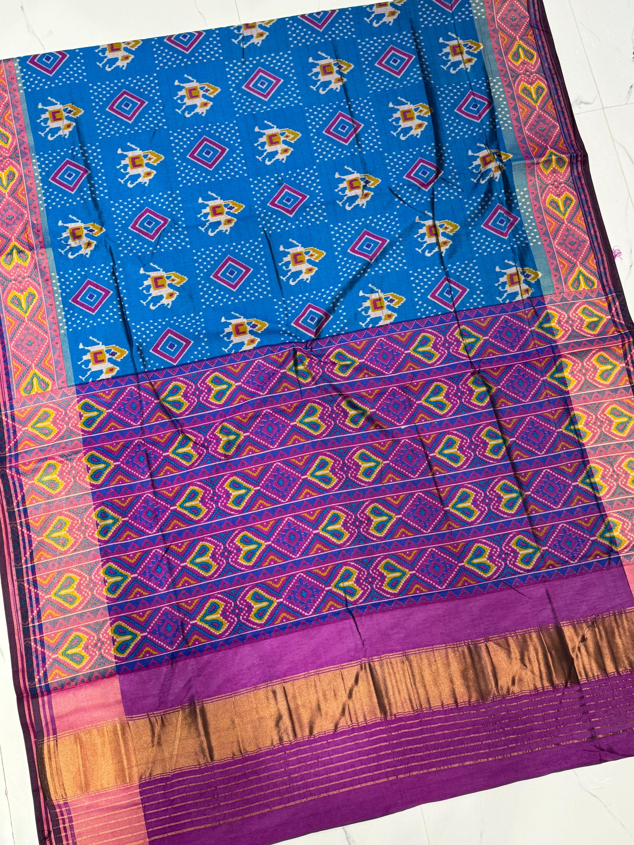 Morpich Blue Pure Look Figure Patola Saree K2