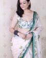 Dark Green And Creamy Jamdani Soft Silk Saree