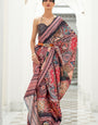 Dusty Grey Digital Printed Crepe Silk Saree