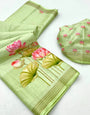 Comely Pista Digital Printed Linen Soft Saree Blouse Piece