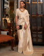 Fresh White Soft Georgette Silk Saree with Silver Zari Weaving