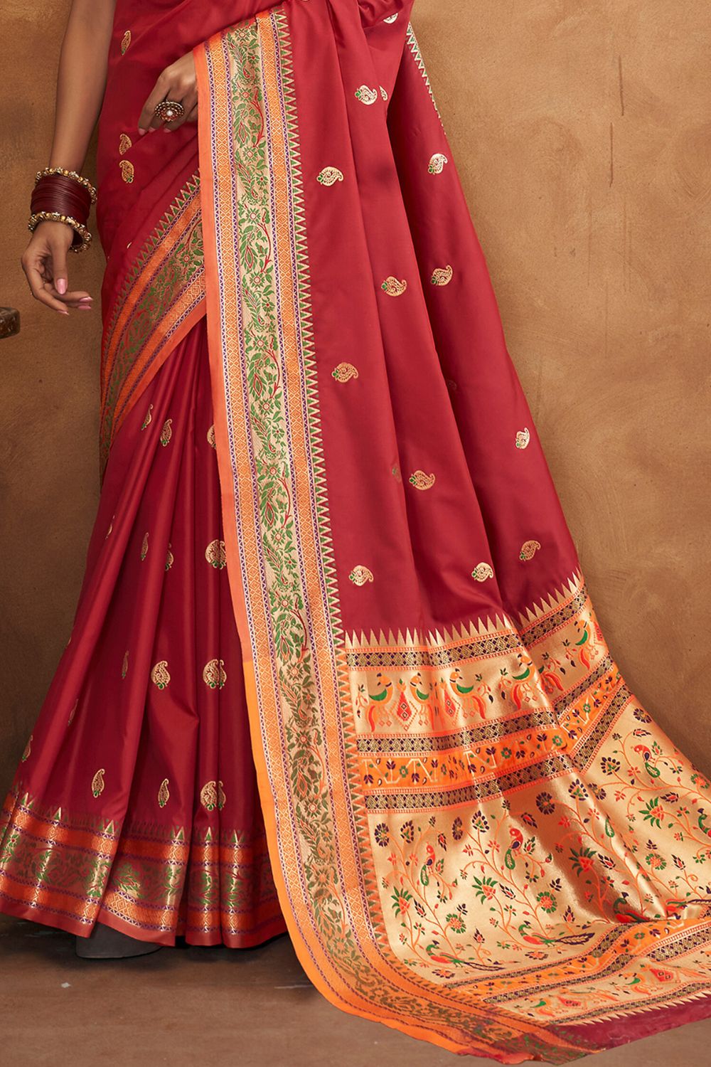 Elegant Maroon Silk Saree with Zari Work