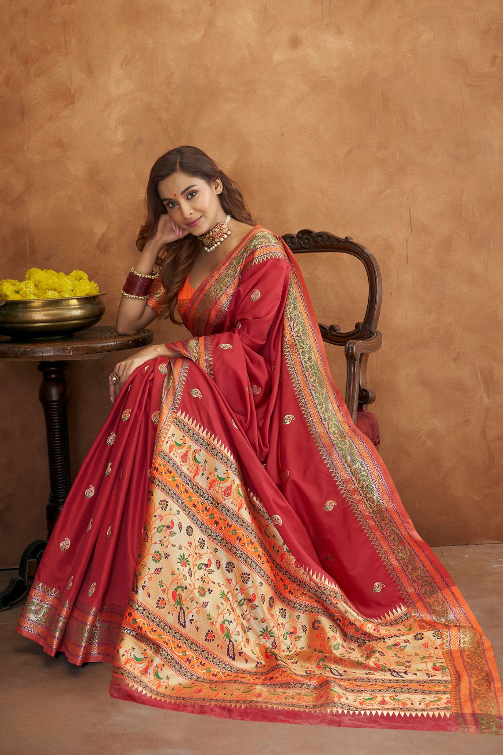 Elegant Maroon Silk Saree with Zari Work