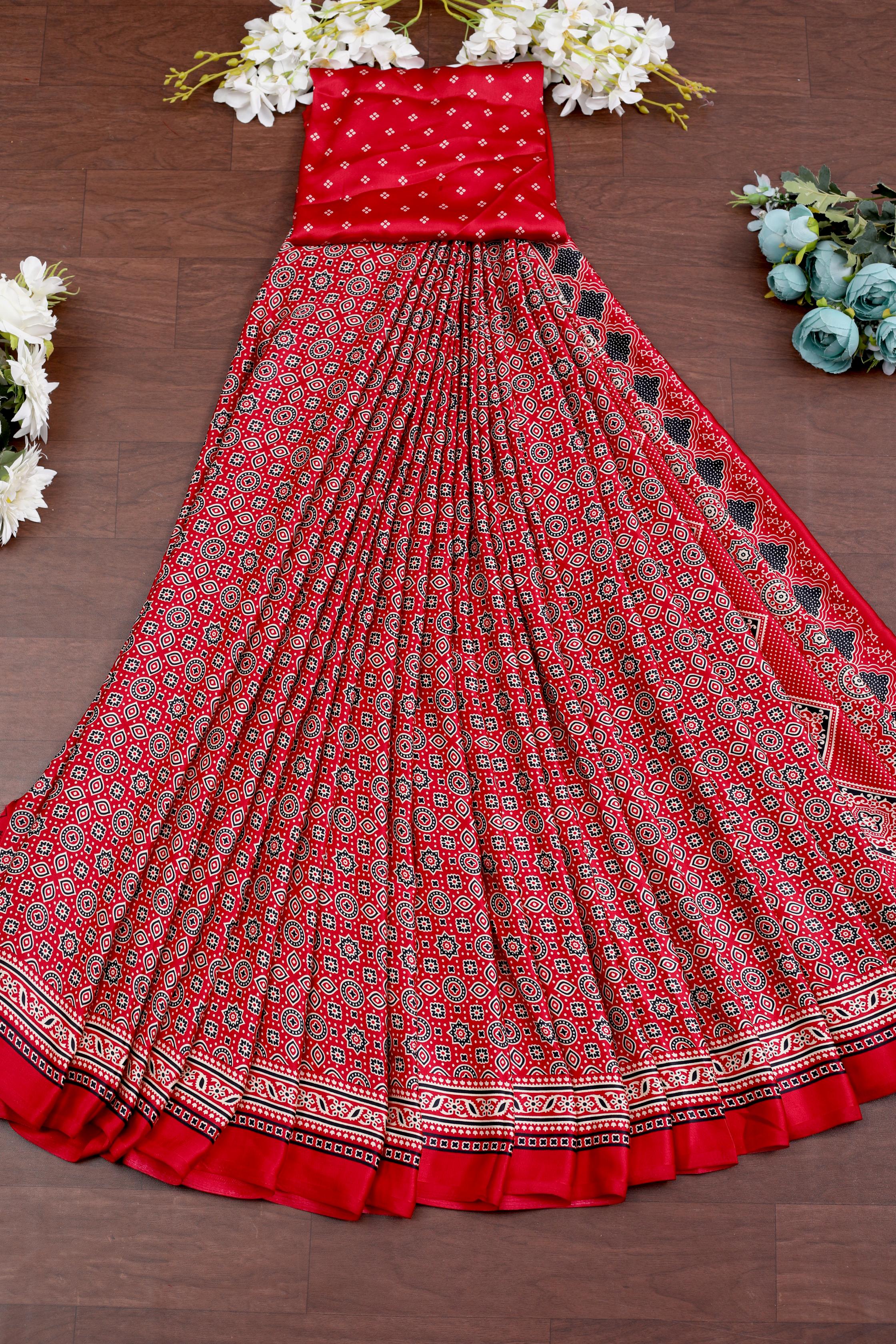 Maroon Ajrakh Printed Soft Modal Silk Natural Print Saree P1-1